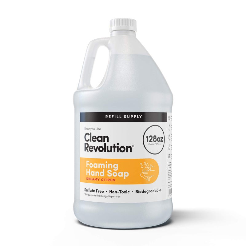 Clean Revolution Foaming Hand Soap Refill Supply Container, Ready to Use Formula, Dreamy Citrus Fragrance, Gluten Free, 128 Fl. Oz - Image 1